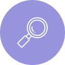 Icône loupe, recherche sur fond violet